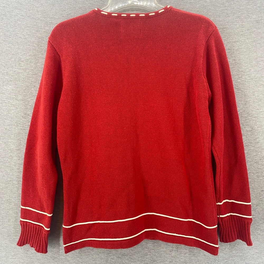 HSN Storybook Knits Red Lace Up Zip Front Cardigan Cottagecore Sweater XS - Picture 7 of 9
